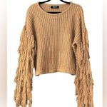 Blu B tan fringe arm sweater nwot Size M Photo 1