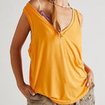 Free People Orange Moon Dance Knit Oversized V Neck Tank Top Photo 0