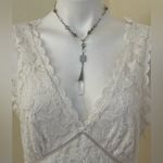 Willow & Clay Cream Lace V Neck Front & Back Midi Dress Sz M Photo 5