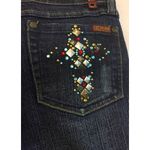 Zana Di  Dark Wash Gemstone Cross Embellished Boot Cut Jeans Stretch Sz 7 Y2K Photo 4