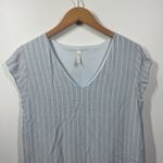 MTS Dress Women Blue White Stripe Lined Shirt Dress Minimal Clean Girl Coastal Size L Photo 1