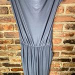 Perla Nera Gray Silver Metallic Short Sleeve Cowl Neck Jumpsuit Women's Size 8 Photo 2