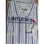 UNTUCKit Pinot Perse Womens Sz 8 Long Sleeve Button Up Blue White Striped NWT Photo 3