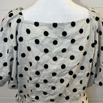Gap  Cream and Black Wrap Polka Dot Blouse Linen Blend Photo 10