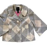 Smythe Light Gray Buffalo Check Cropped Bolero Swing Silk Linen Jacket Size 4 Photo 8