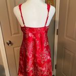 Enchanting red paisley lace trim gown slip dress. Photo 3