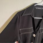 ZARA Basic Contrast Stitch Mini Shirt Dress Black White L Photo 5