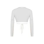 Mistress Rocks Sexy Ruched Cropped Siren White Long Sleeve Top Size Small NEW Photo 6