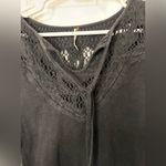 Free People  LS Ribbed Black Crochet Shirt Photo 3