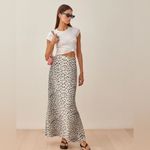 Reformation  Womens White/Black Animal Leopard Print Bea Midi Skirt‎ sz 22 NWT Photo 1
