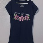 Wound Up  Navy Blue Floral Choose Happiness Short Sleeve Top Photo 0