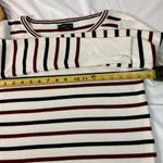 ZARA  Cream Knit with Black and Burgundy‎ Stripes long sleeve Size Medium Photo 4