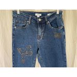 Forever 21 Womens Low Rise Bootcut Jeans Size 28 Dark Wash Butterfly Studded Y2K Denim Photo 2