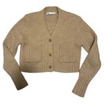 ZARA Women’s Beige Knit Cropped Cardigan Sweater Size S | Button Front, Ribbed Photo 0