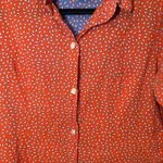 Gretchen Scott Cotton Button Down Patterned Bell Sleeve Blouse Size Medium Red Photo 1