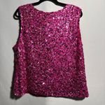 Laurence Kazar NWT VTG 2X Pink Sequin Top Sleeveless Silk V Neck NYE Barbie Glam Photo 1