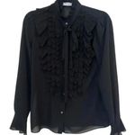 Bailey44 BAILEY / 44 Black Sheer Ruffle Long Sleeve Blouse Womens Small​ Photo 0