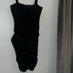 Black Corset Velvet Sexy Bodycon Milkmaid Mini Ruched Dress Sweetheart Fairycore Size M Photo 9