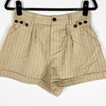 Marissa Webb Kenny Pinstripe Italian Suiting Button Tab High Rise Casual Shorts Photo 0