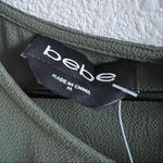 Bebe NWT  Woven Asymmetrical Green Maxi Tunic Top Exposed Zipper Medium Photo 2