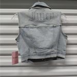 Juicy Couture Women’s XS Cropped Denim Vest Rhinestone Logo Y2K Biker Jacket Photo 4