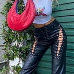 I am gia I.AM.GIA Xenia Faux Leather Lace Up Pants XXS Photo 0
