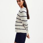 Madewell Textured Cotton Crewneck Sweater in Bright Ivory Navy Stripe, Large Photo 1