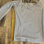Doe & Rae Women’s Large Black White Striped Off Shoulder Long Sleeve Top Photo 3