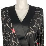 Alfani Womens Blouse Top Faux Wrap Floral Print Long Sleeves Black White Pink M Photo 6