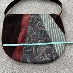 90s Vintage Oversized Hobo Shoulder Pag Purse Patchwork Boho Silk Velvet Large Brown Photo 8