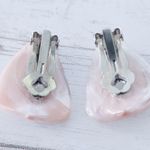 Vintage Clip On Earrings Pearlescent Light Pink Statement Retro 1 & 1/8" Photo 4