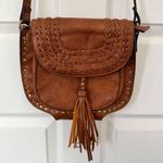 Antik Kraft Brown Boho Tassel Crossbody Bag with Stud Trim Photo 0