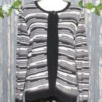 Liz Claiborne Ladies Black White Single Button Cardigan Sweater SZ M Open Front Photo 2