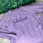 Isaac Mizrahi “Fabulous” long sleeve graphic purple sweatshirt / top S Photo 7
