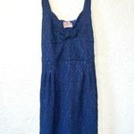 Free People  Mesh Floral Lace Mini in Navy Blue Bow Tie Back Dress S Photo 1