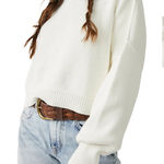 Free People  White Ribbed EASY STREET CROP PULLOVER IN MOONGLOW Size XS Photo 0