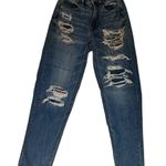 American Eagle  AE Distressed Patches Mom Jeans Women's Size 00 Straight Leg Photo 0