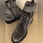Vince Camuto women gray velvet Combat Talorini boots Size 8.5 Photo 6