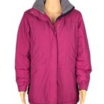 L.L.Bean raspberry pink with grey trim Thinsulate Quilted winter coat Small VGUC Photo 0