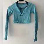 Urban Outfitters Out From Under Blue Ribbed Go For Gold Seamless Long Sleeve Top Photo 1