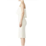 Likely  Dress Women 4 White Strapless Ruffle‎ Overlay Bodycon Sheath Midi Slit Photo 3