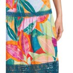 Tropical Skirt Floral Tiered Maxi Lace Trim M Medium New Green Photo 1