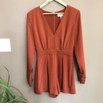 NWT LEYDEN V Neck Long Sleeve Romper Rust Small Photo 2