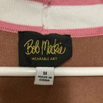 Bob Mackie  Tan & Pink Y2K Cropped 3/4 Sleeve Open Cardigan Sweater Photo 1