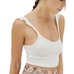 Urban Outfitters NWT  Tank Womens L White Ribbed Cropped Y2K Cap Ruffle Straps Photo 1