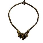 Vintage Tigers Eye collar necklace graduated beads copper toggle clasp 18" Photo 0