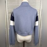 H&M (Divided) Cropped 1/4 Zip Colorblock Sweatshirt Blue/White-Small Photo 1