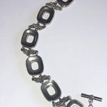 Liz Claiborne Vintage Silver Tone & Enamel Link Toggle Closure Bracelet Photo 2