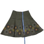 VERO MODA Size 38 (6) Green Ethnic Trend Skirt With Colorful Sew Floral Patterns Photo 2