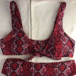 Zaful B43 New 2pc Swimsuit Bikini Snake Print Cheeky Dark Red Size Small Photo 3